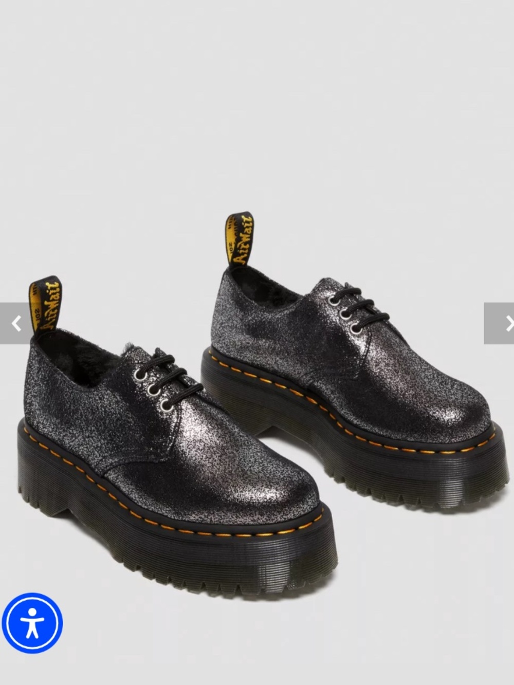 1461 FAUX FUR-LINED METALLIC LEATHER PLATFORM SHOES